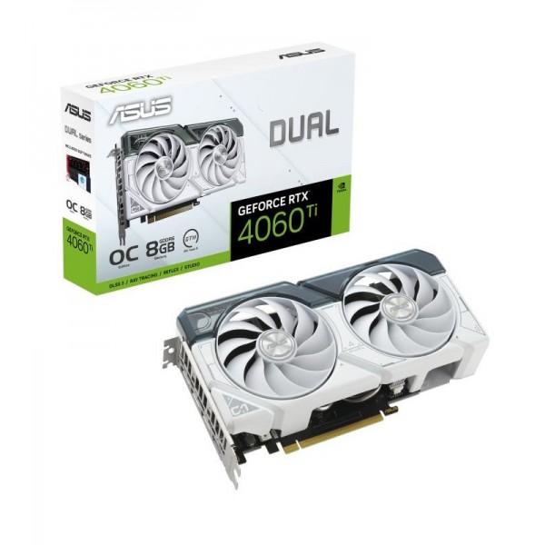 ASUS Dual -RTX4060TI-O8G-WHITE NVIDIA GeForce RTX 4060 Ti 8 Go GDDR6 