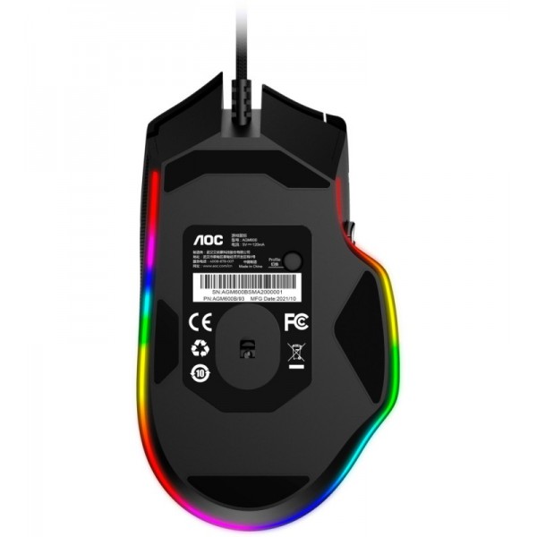 AOC AGON AGM600 souris Droitier USB Type-A Optique 16000 DPI 