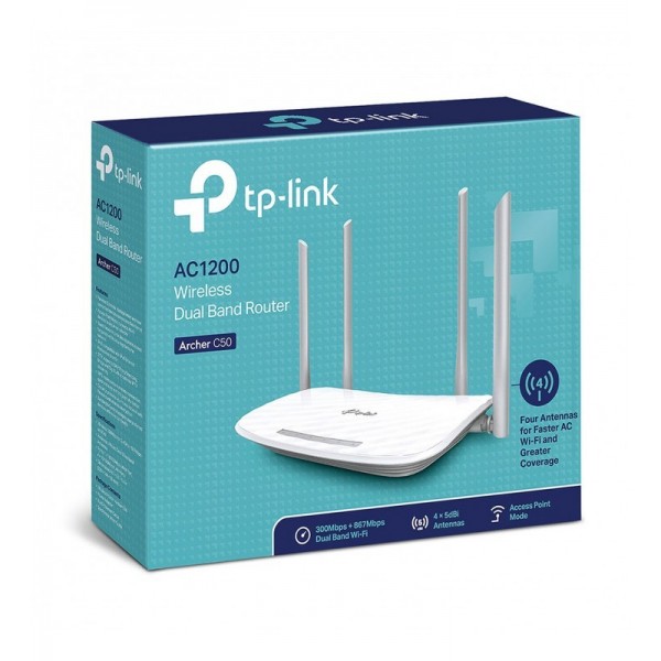 TP-LINK ARCHER C50 V6 - Routeur / Point d'accès WiFi bi-bande AC1200 Mbps 