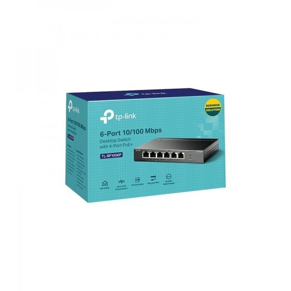 TP-LINK TL-SF1006P - Switch de bureau 6 ports 10/100 Mbps avec 4 ports PoE+ 